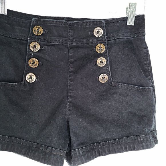 Express High Waisted Nautical Sailor Black Shortie Shorts - Picture 3 of 7